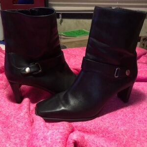 Leather Upper Stiletto Black Boots man made in Brazil by L. ChWoman’s size 8.5